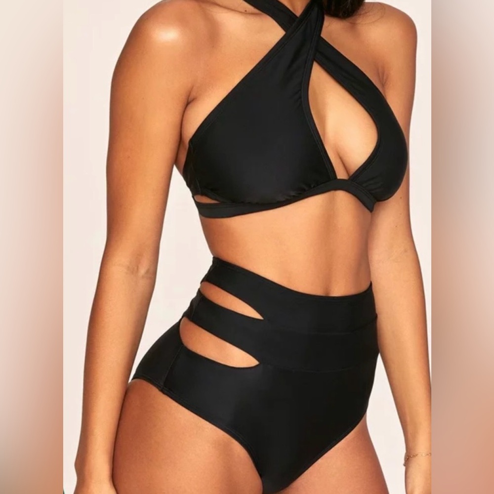 Adore Me Black Crisscross Cutout Bikini